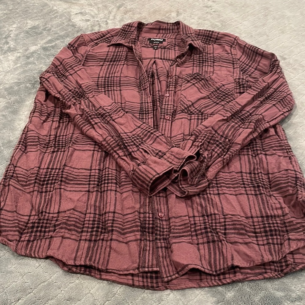 Express mauve boyfriend flannel
